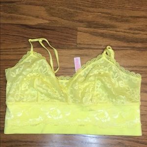 Yellow Victoria’s Secret Body Lace Bralette Size M
